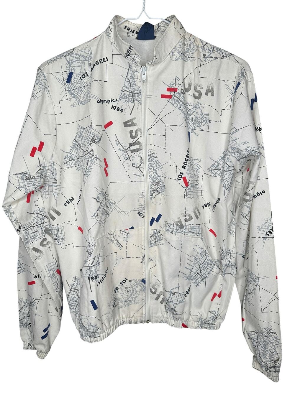 80s LA Olympics Map Windbreaker Full Zip Jacket USA 1984 Vintage retro sports